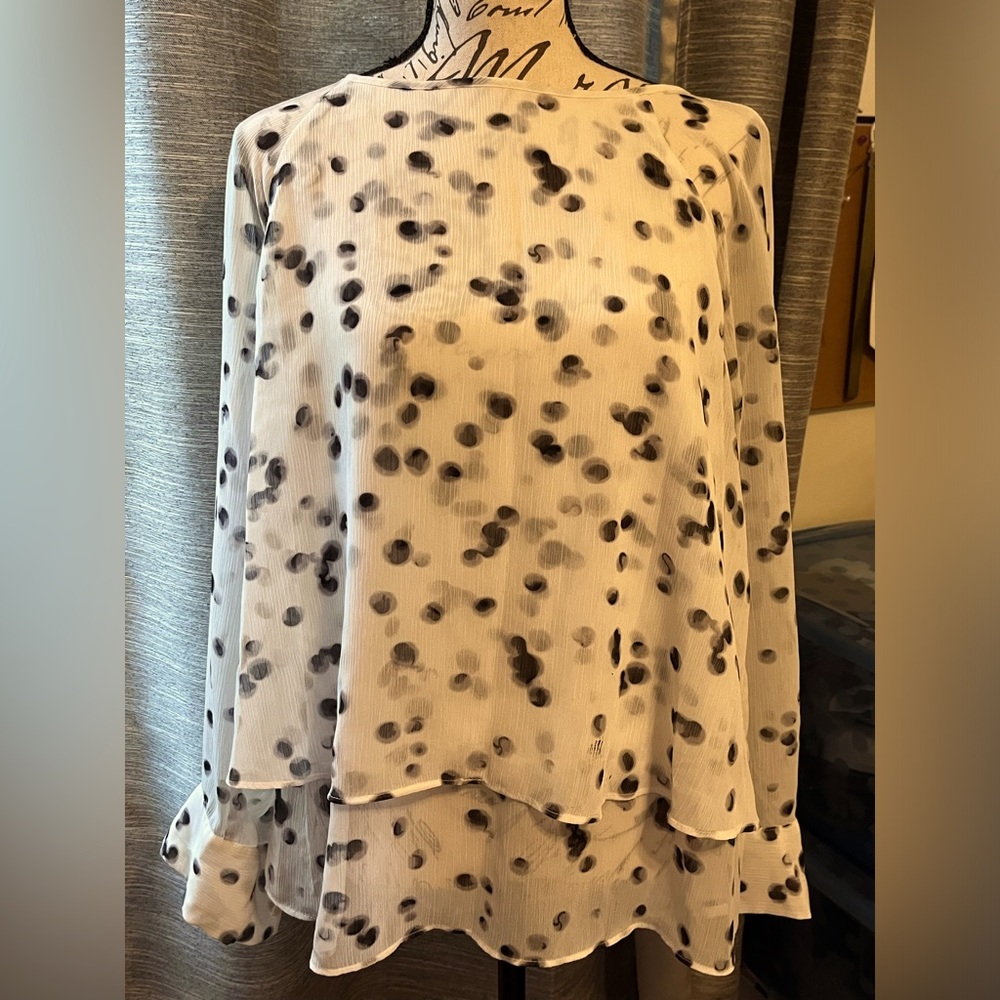 APT 9 Polka Dot Flowy Blouse Sz M